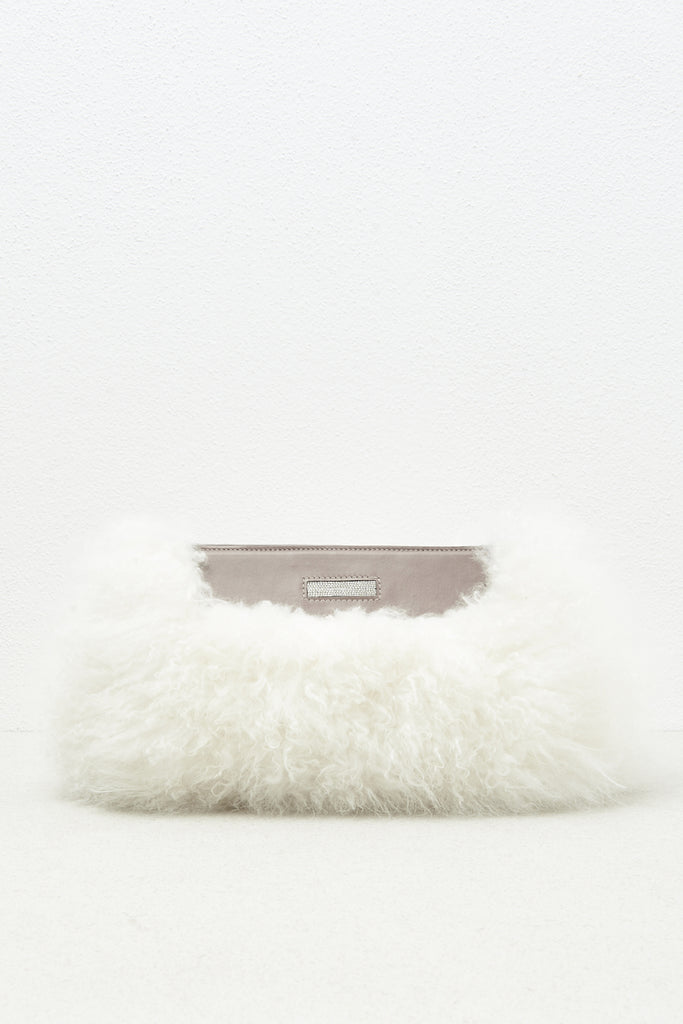 Real fur and real leather clutch bag  