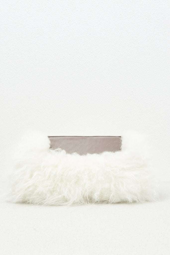 Real fur and real leather clutch bag  