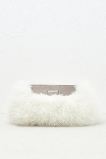 Real fur and real leather clutch bag  