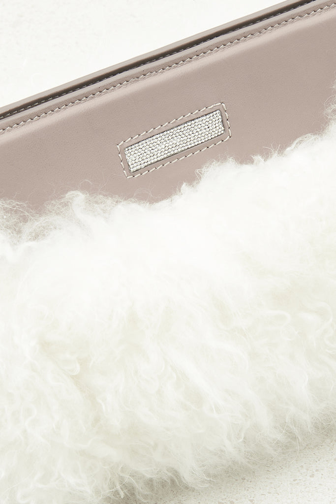 Real fur and real leather clutch bag  