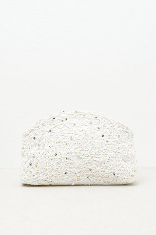 Embroidered fabric clutch with sequins