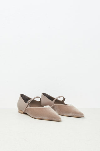 Leather and velvet ballerina flats  