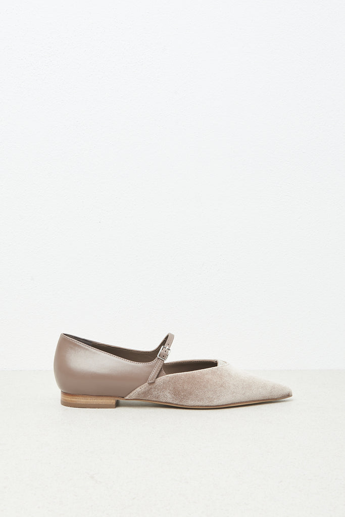 Leather and velvet ballerina flats  