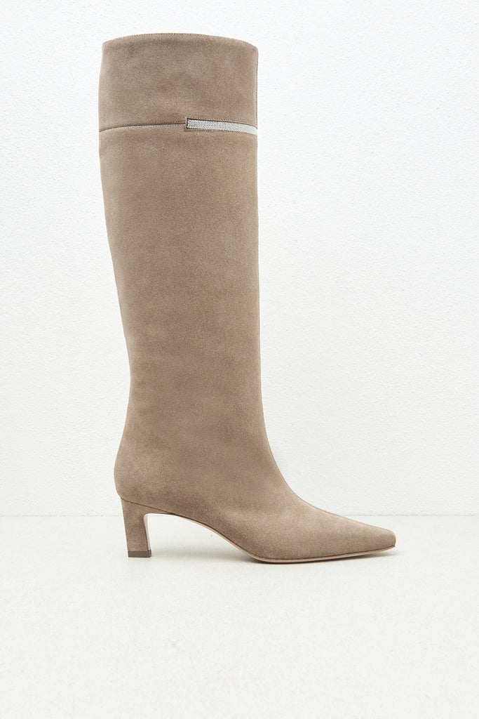 Real leather suede high heel boot  