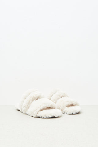 Eco-fur and suede flat sandal  