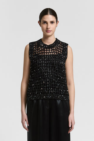 Cotton and sequin knitted top