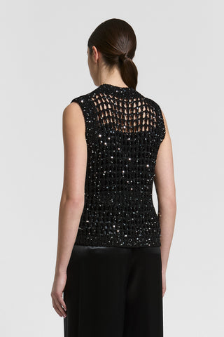 Cotton and sequin knitted top