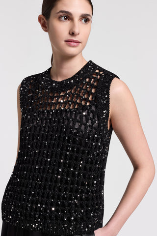Cotton and sequin knitted top