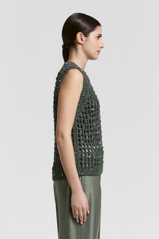 Cotton and sequin knitted top