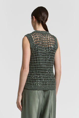 Cotton and sequin knitted top