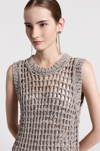 Top en maille de coton et paillettes