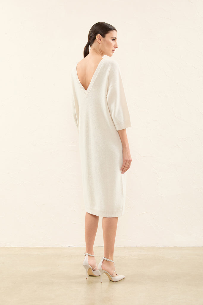 Wool, silk, cashmere and alpaca midi dress  