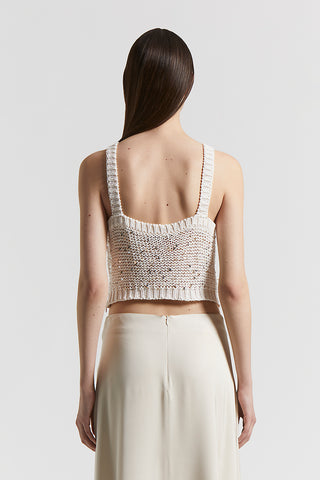 Tricot crop top with maxi sequins