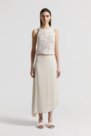 Tricot crop top with maxi sequins