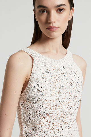 Tricot crop top with maxi sequins