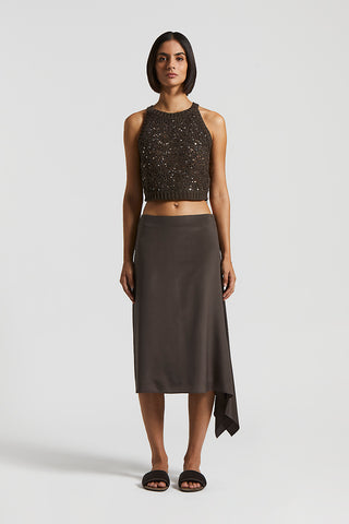 Tricot crop top with maxi sequins