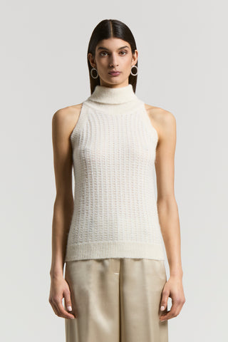 Sequinned alpaca yarn top