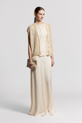 Cárdigan de cinta de algodón y lentejuelas