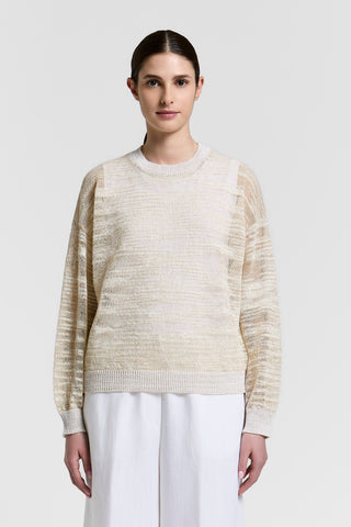 Pullover mit Rundhalsausschnitt aus Lurex-Leinen