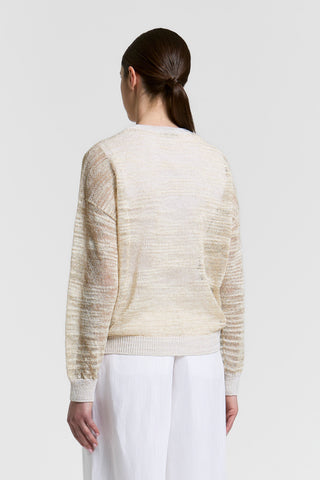 Pullover mit Rundhalsausschnitt aus Lurex-Leinen