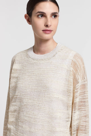 Pullover mit Rundhalsausschnitt aus Lurex-Leinen