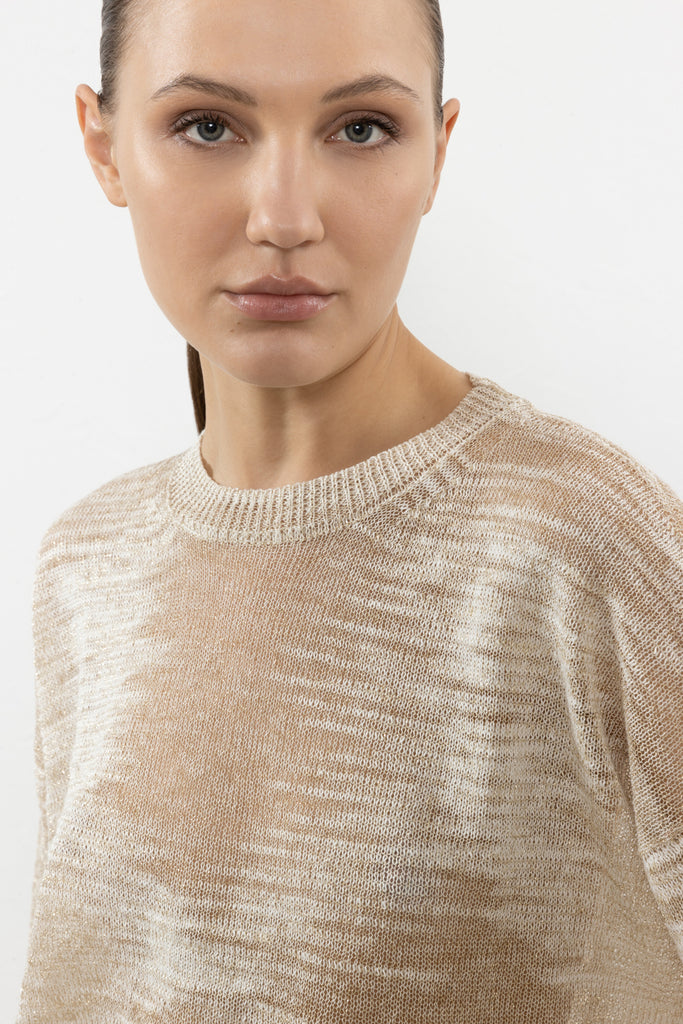 Linen and lurex slub yarn sweater  
