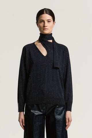 Pullover aus Wolle, Viskose und Lamé