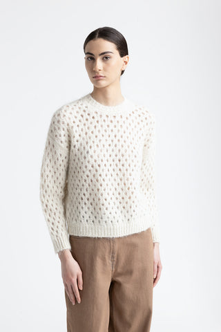 Alpaca, wool and lurex mesh sweater  