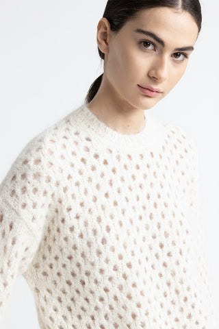 Alpaca, wool and lurex mesh sweater  