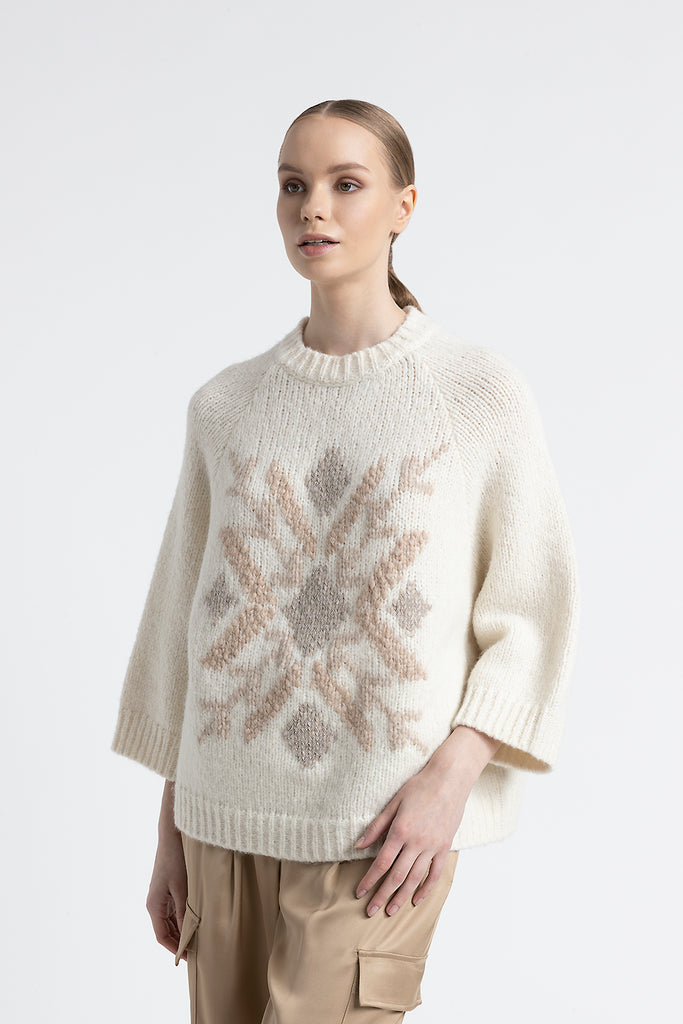 Embroidered alpaca and wool sweater  