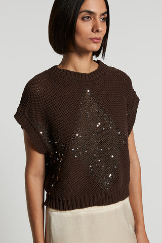 Cotton cordonnet cape with sequins