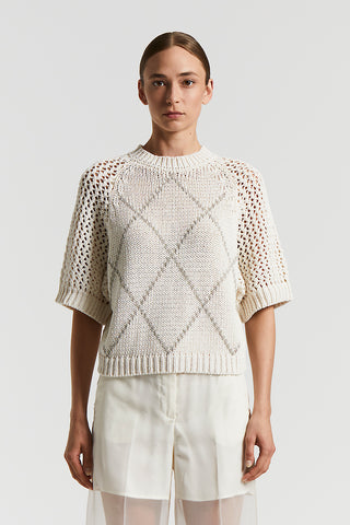 Cotton webbing sweater with Punto Luce