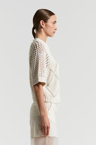 Cotton webbing sweater with Punto Luce