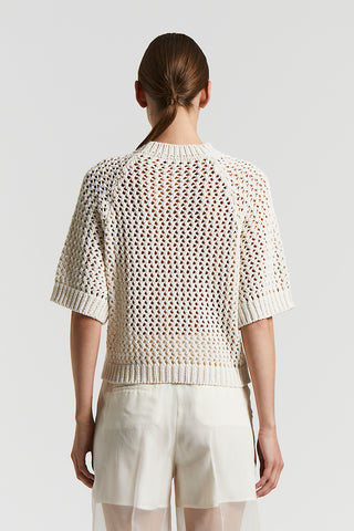 Cotton webbing sweater with Punto Luce