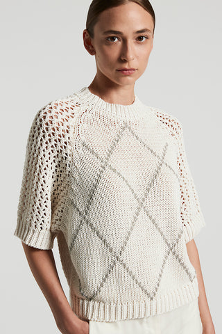 Cotton webbing sweater with Punto Luce