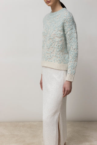 Wool, alpaca and lurex shaded jacquard sweater  