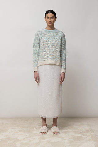 Wool, alpaca and lurex shaded jacquard sweater  