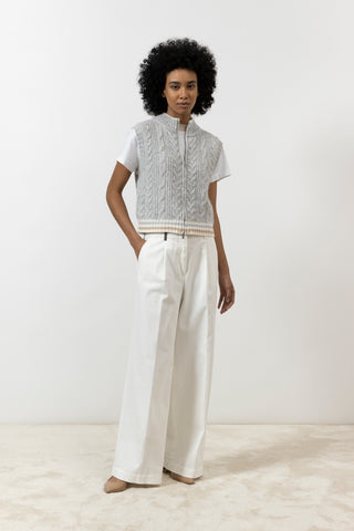 Wide-leg trousers in cotton gabardine  