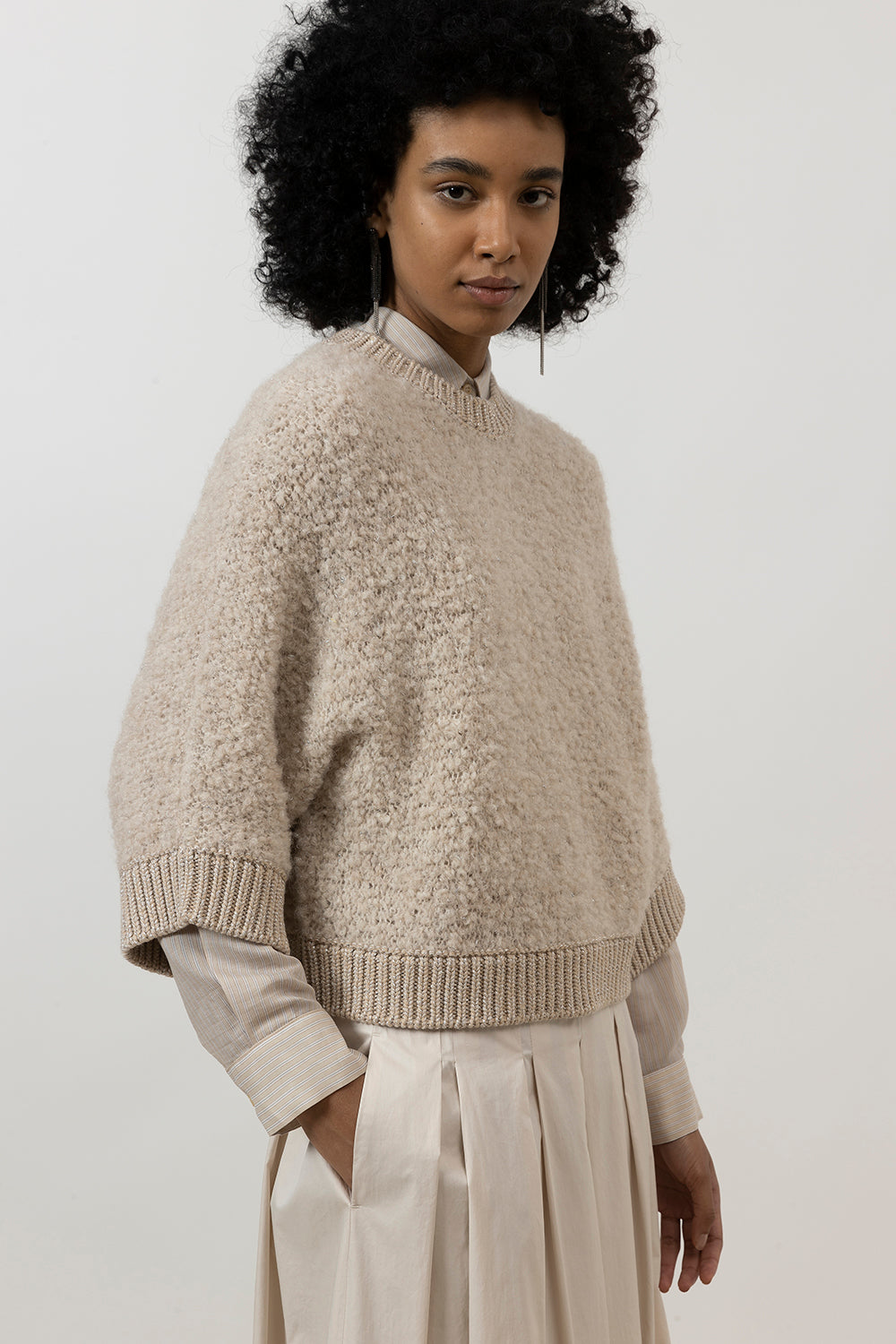 Alpaca wool, cashmere, silk and Lurex bouclé sweater – Peserico