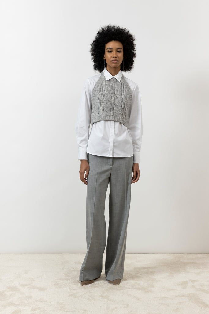 Stretch wool palazzo trousers  