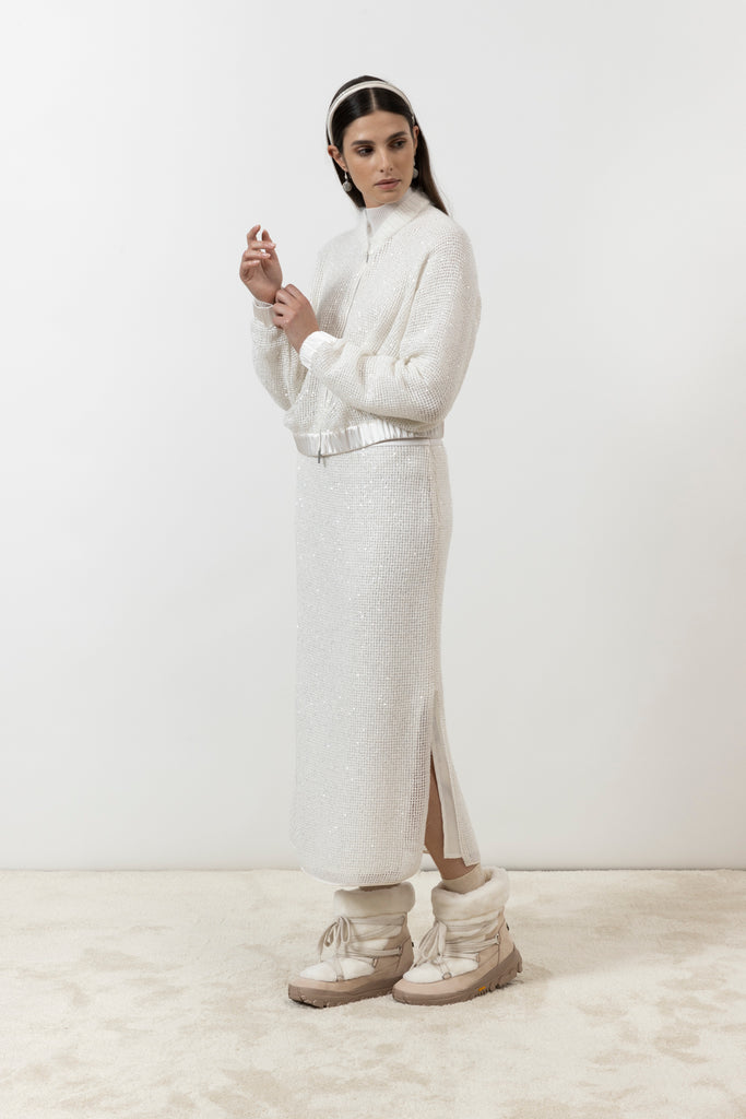 Wool, mohair and silk mesh long skirt  