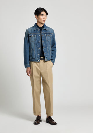 Cotton and silk knitted polo shirt