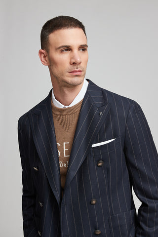 Pinstripe wool double-breasted blazer  