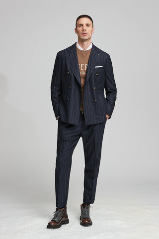 Pinstripe wool double-breasted blazer  