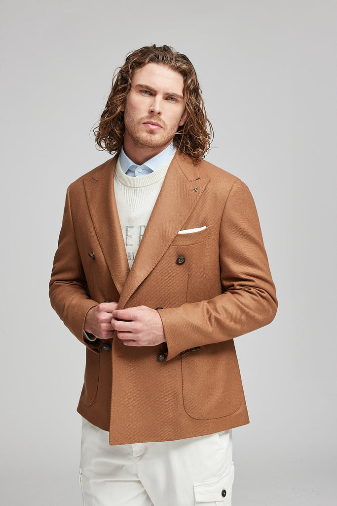 Wool and cashmere double-breasted blazer  