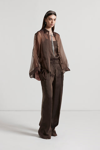 Trousers in lightweight silk organza