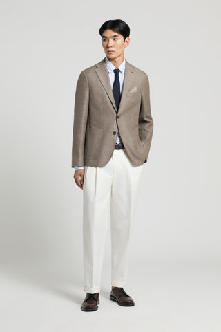 Single-breasted blazer in wool-blend linen