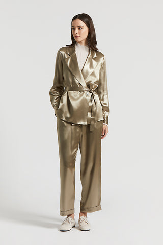 Shiny viscose satin blazer