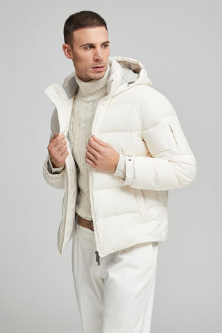 Goose down jacket in anti-drop technical microfiber  