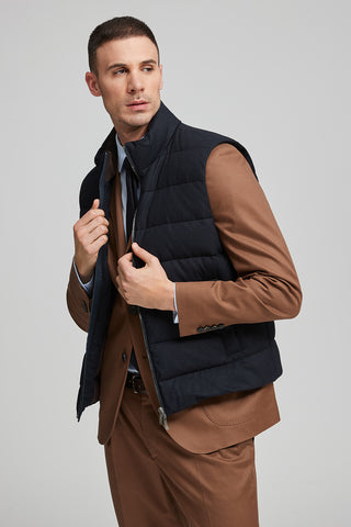 Sleeveless goose down jacket in cashmere  